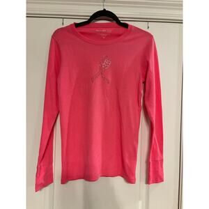 Share the Care Sport Breast Cancer Awareness Pink Long Sleeve Waffle Shirt Sz M